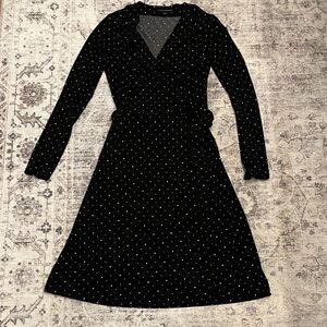 Banana Republic Black and White Polka Dot Long Sleeve Dress